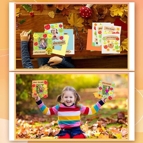 24 مجموعة أبل الحرف اليدوية ، إطارات الصور الحرف الكبرى DIY Apple Orchard Patch Magnet Photo Photo Frames Art and Craft for Autumn Harvest Party Party Favors Classroom Actors in Saudi Arabia