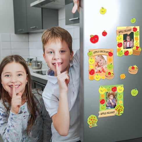 24 مجموعة أبل الحرف اليدوية ، إطارات الصور الحرف الكبرى DIY Apple Orchard Patch Magnet Photo Photo Frames Art and Craft for Autumn Harvest Party Party Favors Classroom Actors in Saudi Arabia