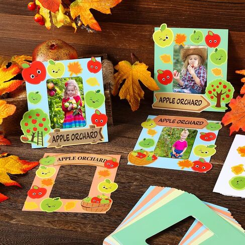 24 مجموعة أبل الحرف اليدوية ، إطارات الصور الحرف الكبرى DIY Apple Orchard Patch Magnet Photo Photo Frames Art and Craft for Autumn Harvest Party Party Favors Classroom Actors in Saudi Arabia