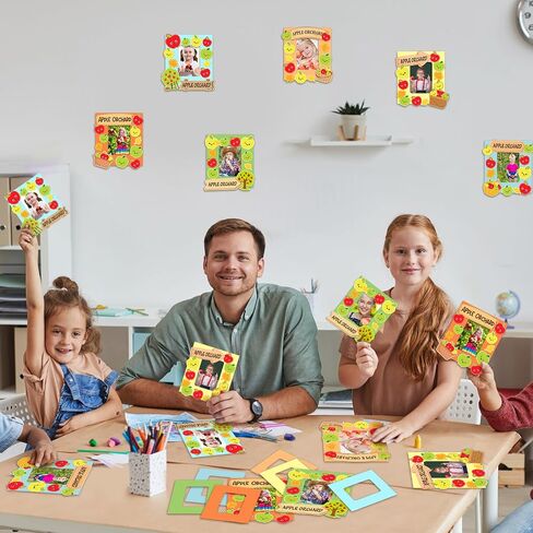 24 مجموعة أبل الحرف اليدوية ، إطارات الصور الحرف الكبرى DIY Apple Orchard Patch Magnet Photo Photo Frames Art and Craft for Autumn Harvest Party Party Favors Classroom Actors in Saudi Arabia
