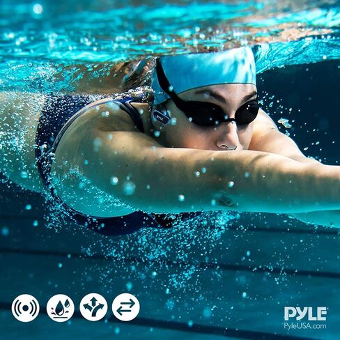 مشغل MP3 مقاوم للماء من Pyle - V2 Flextreme Sports يمكن ارتداؤها، مشغل موسيقى 8 جيجا بايت تحت الماء للسباحة والركض وصالة الألعاب الرياضية، سماعات رأس مرنة قابلة لإعادة الشحن، اتصال USB9 -PSWP14BK in Saudi Arabia