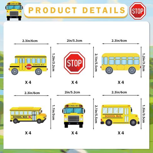 24 Pcs School Bus Cupcake Toppers School Bus Cake Decorations School Bus Decorations School Bus Party Favors in Saudi Arabia