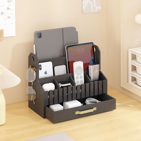 Bamboo Mail Organizer Countertop with Drawers, Wood Desk File Organizer Desktop Paper Organization Storage Bill & Letter Sorter Holder for School Home Office Supplies, No Assembly Required (White) in Saudi Arabia