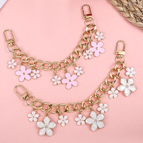 2 PCS سلسلة سحر حقيبة زهرة وردية ، سحر محفظة زهرة 8 بوصة ، سحر سلسلة أكياس وردية لحقائب اليد محفظة كروس كتف أكياس الكتف in Saudi Arabia