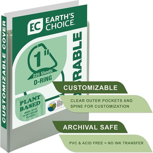 Samsill Plant-Based 1 Inch Durable D-Ring, Made in USA, View Binder, Eco-Friendly, USDA Certified Biobased, Single, Sage in Saudi Arabia