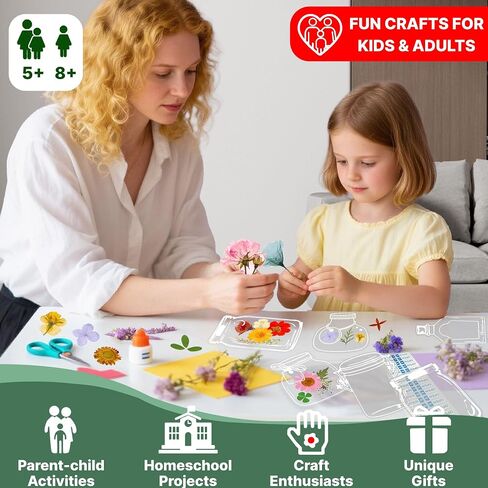 Dried Flower Bookmark Kit, 40Pcs Transparent Dried Flower Bookmarks, DIY Bookmarks with Clear Jars Stickers, Large Size and Instructions (Pressed Flowers Not Included) in Saudi Arabia