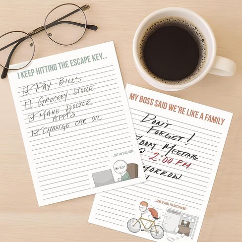 ZICOTO Super Funny Notepads - Hilarious Office Gift for Your Women Coworkers - Set of 4 Office Supplies Memo Pads w/ 4 Assorted Designs, 50 Sheets Each, 4.25" x 5.5" in Kuwait