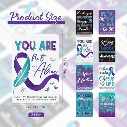 Cinrobiye 24 Pcs Suicide Prevention Awareness Mini Pocket Notebook Bulk Teal Purple Ribbon Motivational Notebook for Suicide Prevention Month Charity Mental Health Care Seminar Party Favors Gifts in Saudi Arabia
