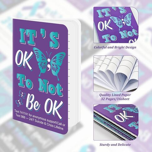 Cinrobiye 24 Pcs Suicide Prevention Awareness Mini Pocket Notebook Bulk Teal Purple Ribbon Motivational Notebook for Suicide Prevention Month Charity Mental Health Care Seminar Party Favors Gifts in Saudi Arabia