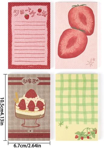 200 Sheets Strawberry M5 Note Pads Kawaii Scrapbook Paper To Do List Notepad 2.63X4.13 IN Cute Notepads Bulk Decorative Paper Strawberries Desserts Grid Note Pad Memo Pad Journaling Office Supplies in Saudi Arabia