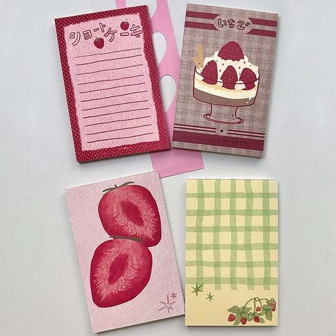 200 Sheets Strawberry M5 Note Pads Kawaii Scrapbook Paper To Do List Notepad 2.63X4.13 IN Cute Notepads Bulk Decorative Paper Strawberries Desserts Grid Note Pad Memo Pad Journaling Office Supplies in Saudi Arabia