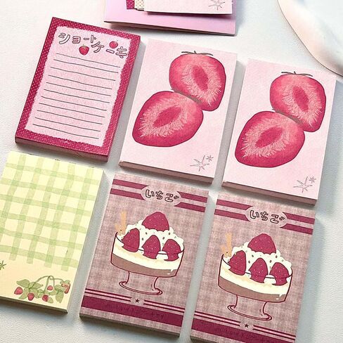 200 Sheets Strawberry M5 Note Pads Kawaii Scrapbook Paper To Do List Notepad 2.63X4.13 IN Cute Notepads Bulk Decorative Paper Strawberries Desserts Grid Note Pad Memo Pad Journaling Office Supplies in Saudi Arabia
