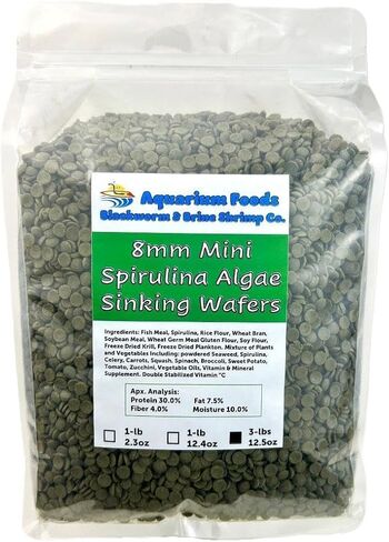 Aquatic Foods Inc. 8mm - 1/3 "رقائق غارقة صغيرة من الطحالب ، سبيرولينا ، الخضار لجميع الأسماك الاستوائية ، cichlids الأفريقية ، الروبيان ، القواقع ، سرطان البحر ، سمك السلور ، plecos. ... 1 رطل 2.3 أوقية صافية in Kuwait