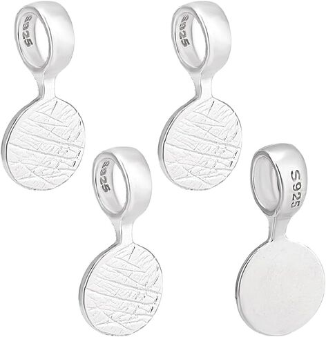 Ph Pandahall 4pcs 925 Sterling Silver Glue on Bails Pendants ، 16x8mm pad pad bails charms small pendant bails hold chain chain chain chain for anring necklace make in Saudi Arabia