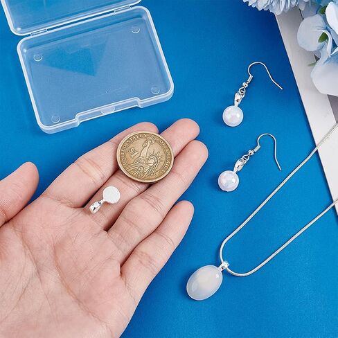 Ph Pandahall 4pcs 925 Sterling Silver Glue on Bails Pendants ، 16x8mm pad pad bails charms small pendant bails hold chain chain chain chain for anring necklace make in Saudi Arabia