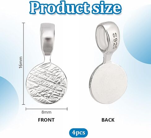 Ph Pandahall 4pcs 925 Sterling Silver Glue on Bails Pendants ، 16x8mm pad pad bails charms small pendant bails hold chain chain chain chain for anring necklace make in Saudi Arabia