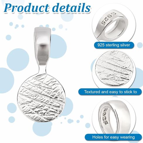 Ph Pandahall 4pcs 925 Sterling Silver Glue on Bails Pendants ، 16x8mm pad pad bails charms small pendant bails hold chain chain chain chain for anring necklace make in Saudi Arabia