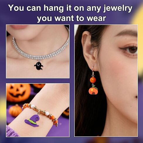 60pcs Halloween Resin Charms for Crafts, Multi Shape Flatback Slime Halloween Resin Miniatures Ornaments for DIY Jewelry Making Scrapbooking Wreath Decorations in Saudi Arabia