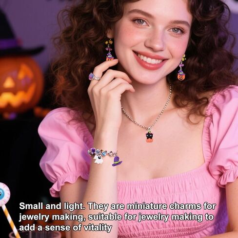 60pcs Halloween Resin Charms for Crafts, Multi Shape Flatback Slime Halloween Resin Miniatures Ornaments for DIY Jewelry Making Scrapbooking Wreath Decorations in Saudi Arabia
