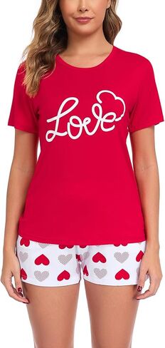 EISHOPEER Matching Pajamas Sets Cute Print Tee and Shorts Sleepwear Pjs Sets 2 Pieces Loungewear in Saudi Arabia