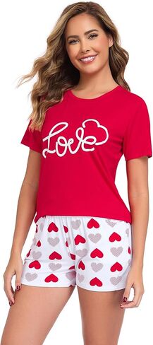 EISHOPEER Matching Pajamas Sets Cute Print Tee and Shorts Sleepwear Pjs Sets 2 Pieces Loungewear in Saudi Arabia