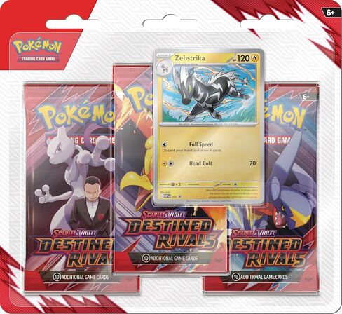 Pokémon TCG: Scarlet & Violet—Destined Rivals 3-Pack Blister – Zebstrika (3 Booster Packs & 1 Foil Promo Card) in Saudi Arabia