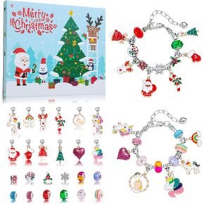 Christmas Advent Calendar Bracelets 2025, 24 Days Xmas Theme Countdown Calendar with 2pcs DIY Charm Bracelets & necklaces Kits, Christmas Surprise for Girls Kids Teens Adult Women(Red-Christmas) in Saudi Arabia
