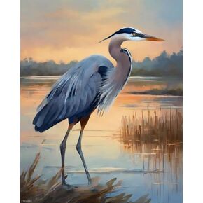 XTXGERL الطلاء بأرقام للبالغين KITS Heron Bird Animal Animal Diy Acrylic Pishing طقم للمبتدئين البالغين على القماش 16 "× 20" in Kuwait