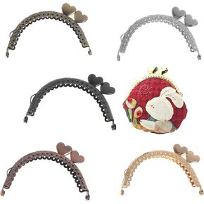 VEIREN 5 Pieces Metal Coin Purse Frames Classic Semicircular Antique Lace Embossed Heart Shape Head Kiss Clasp Lock for DIY Craft Making Clutch Bag Handle Handbag Wallet Sewing Hardware Accessories in Saudi Arabia