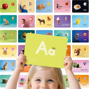 Dotimo Alphabet Picture بطاقات ذاكرية ، 26 بطاقات تعلم أحرف كبيرة وأحرف صغيرة للأطفال الإدراك ، ABC Montessori أداة التعلم المبكر للأطفال الصغار ، الفصول الدراسية والنشاط المنزلي in Kuwait