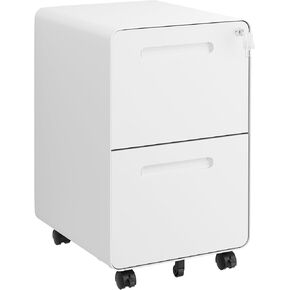 3 Drawers Slim File Cabinet, Mobile Filing Cabinet with Lock, Steel, Fully Assembled Except Casters, for Home Office, for A4, Letter, Legal File Folders, White in Saudi Arabia