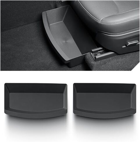 Jawjut Tesla Model Y Accessories Front Under Seat Storage Organizer, Felt-Textured Hidden Storage Tray Box in Saudi Arabia