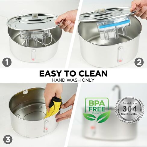 Stainless Steel Cat Water Fountain: 108oz/3.2L Water Fountains for Cats Indoor, Cat Water Fountain, Ultra Quiet, Water Level Window, Pet Water Fountain Bundle with 4 Extra Filters and Motion Sensor in Saudi Arabia