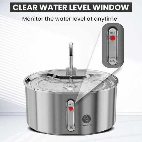 Stainless Steel Cat Water Fountain: 108oz/3.2L Water Fountains for Cats Indoor, Cat Water Fountain, Ultra Quiet, Water Level Window, Pet Water Fountain Bundle with 4 Extra Filters and Motion Sensor in Saudi Arabia