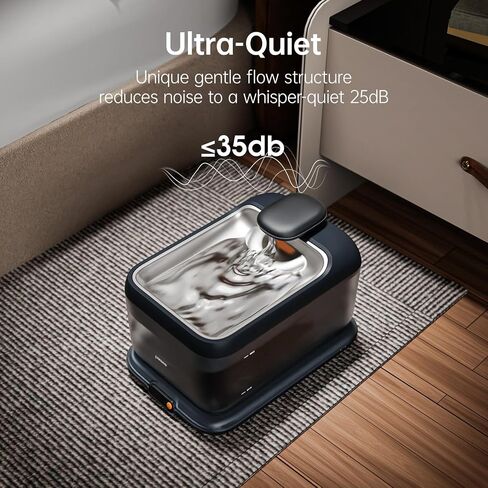 Cordless Pet Water Fountain, Automatic Cat Water Founatin Battery Operated, 4.5L with Stainless Steel Tray for Cats Dogs Multiple Pets Indoor, Wirelss Water Pump and Ultra-Quiet S7 Air Grey in Kuwait