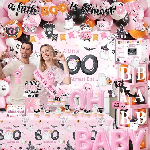 Boot Little تقريبًا استحوذ على دش الطفل ، فتى زخارف دش الطفل في عيد الهالوين مع القليل من بوو بسبب عرقلة خلفية أعلى in Kuwait