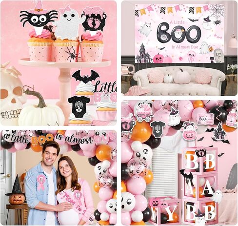 Boot Little تقريبًا استحوذ على دش الطفل ، فتى زخارف دش الطفل في عيد الهالوين مع القليل من بوو بسبب عرقلة خلفية أعلى in Kuwait