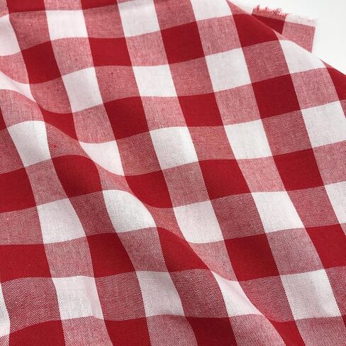 1 "Red White Gingham Fabric 4oz Cotton Blend Width 57 inch (1 yard pre cut) in Saudi Arabia