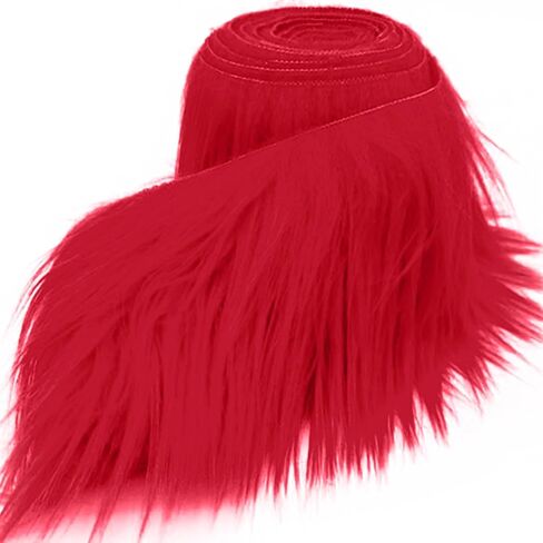 Dark Red 2x60Inch Faux Fur Shaggy Plush Faux Fur, Fabric Precut Strips Fluffy Fuzzy Faux Fur, Craft Beard Hair, Beard Miniature Dolls Rugs Mats Gift, Winter Halloween Christmas Costume Party Decor in Kuwait