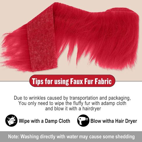 Dark Red 2x60Inch Faux Fur Shaggy Plush Faux Fur, Fabric Precut Strips Fluffy Fuzzy Faux Fur, Craft Beard Hair, Beard Miniature Dolls Rugs Mats Gift, Winter Halloween Christmas Costume Party Decor in Kuwait