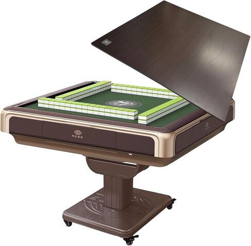 Foldable Ultra-Thin Automatic Mahjong Table with Wheels - Chinese, Filipino and American Style 40mm Numbered Tiles (with Hard Table Cover) in Saudi Arabia