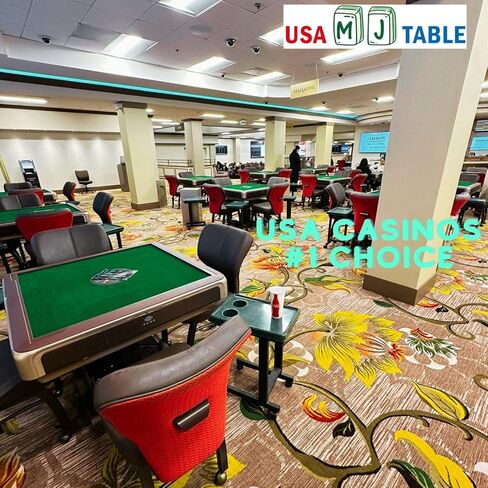 Foldable Ultra-Thin Automatic Mahjong Table with Wheels - Chinese, Filipino and American Style 40mm Numbered Tiles (with Hard Table Cover) in Saudi Arabia
