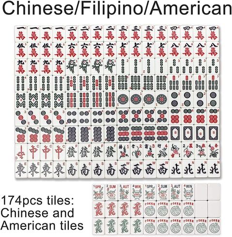 Foldable Ultra-Thin Automatic Mahjong Table with Wheels - Chinese, Filipino and American Style 40mm Numbered Tiles (with Hard Table Cover) in Saudi Arabia