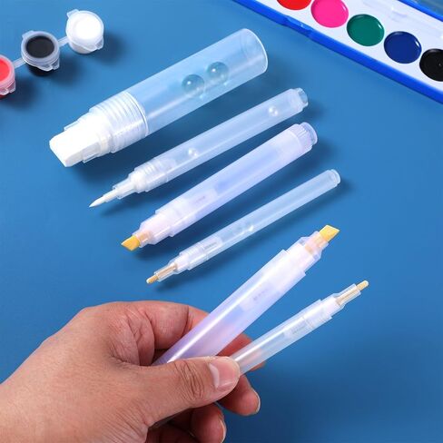 Acrylic Paint Markers, 6 Empty Fillable Pen 3 6 15 mm Tips, Refillable Paint Pen White, Round Tilted Flat Head Fine Tip Markers for Graffiti Watercolor Rock Painting Glass Paper Drawing in Saudi Arabia