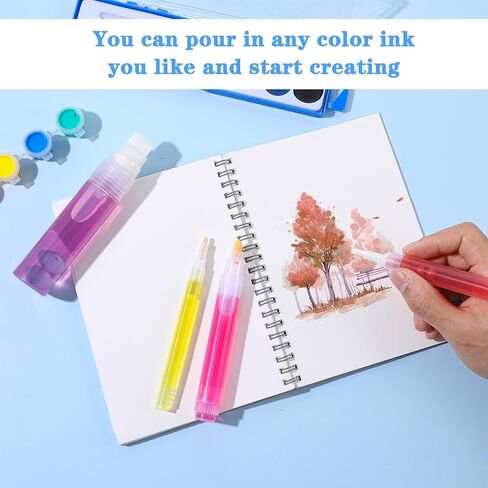 Acrylic Paint Markers, 6 Empty Fillable Pen 3 6 15 mm Tips, Refillable Paint Pen White, Round Tilted Flat Head Fine Tip Markers for Graffiti Watercolor Rock Painting Glass Paper Drawing in Saudi Arabia