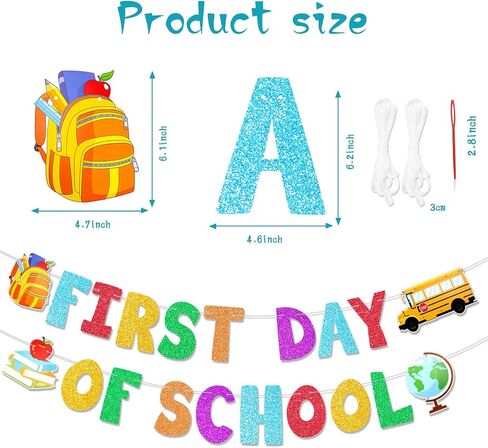 Howaf اليوم الأول من Banner School Glitter ، العودة إلى راية الحفلة المدرسية للترحيب مرة أخرى في الديكور المدرسي ، اليوم الأول من علم اللوازم المدرسية ، اليوم الأول من المدارس جارلاند لمدرسة الفصل الدراسي in Saudi Arabia