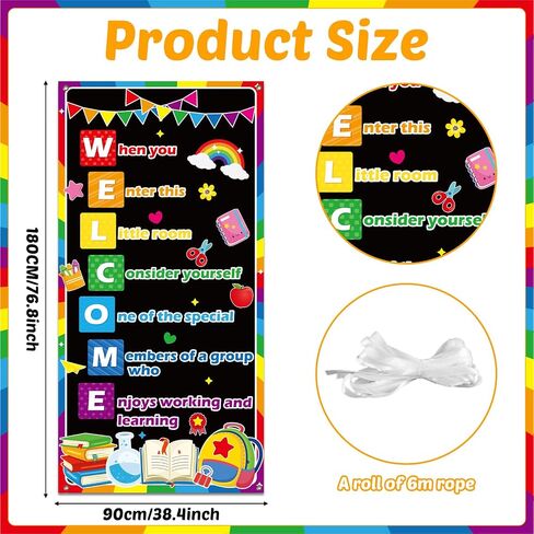 Welcome Classroom Door Cover Banner Decorations Back To School Door Cover Porch Sign When You Enter This Classroom Hanging Banner Photo Background Wall Decor for Home Classroom Decorations Supplies in Saudi Arabia