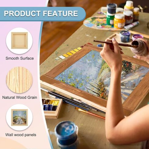 MECCANIXITY 2 Pack Wood Canvas Boards, 5x5 Inch Art Canvases Square Unfinished Wood Panel for Painting, Crafts, DIY Projects, Pouring Art in Saudi Arabia