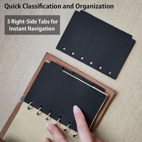 DY.2EN A7 BINDER DISIDERS لـ 6 ثقوب رنين ، 1/5 علامات التبويب ، حزمة من مجموعتين (10pcstotal) ، ورقة سوداء قوية ، لمكتب المدرسة. in Kuwait