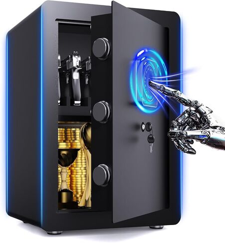 2.5 Cuft Safe Box مقاوم للماء مقاوم للماء مقابل المال آمن للمنزل الآمن للمنزل البيومترية الخزائن الصغيرة مع أرفف قابلة للإزالة لضوء LED النقدي للفندق المكتبي استخدام خزانات إثبات مياه الحريق in Saudi Arabia